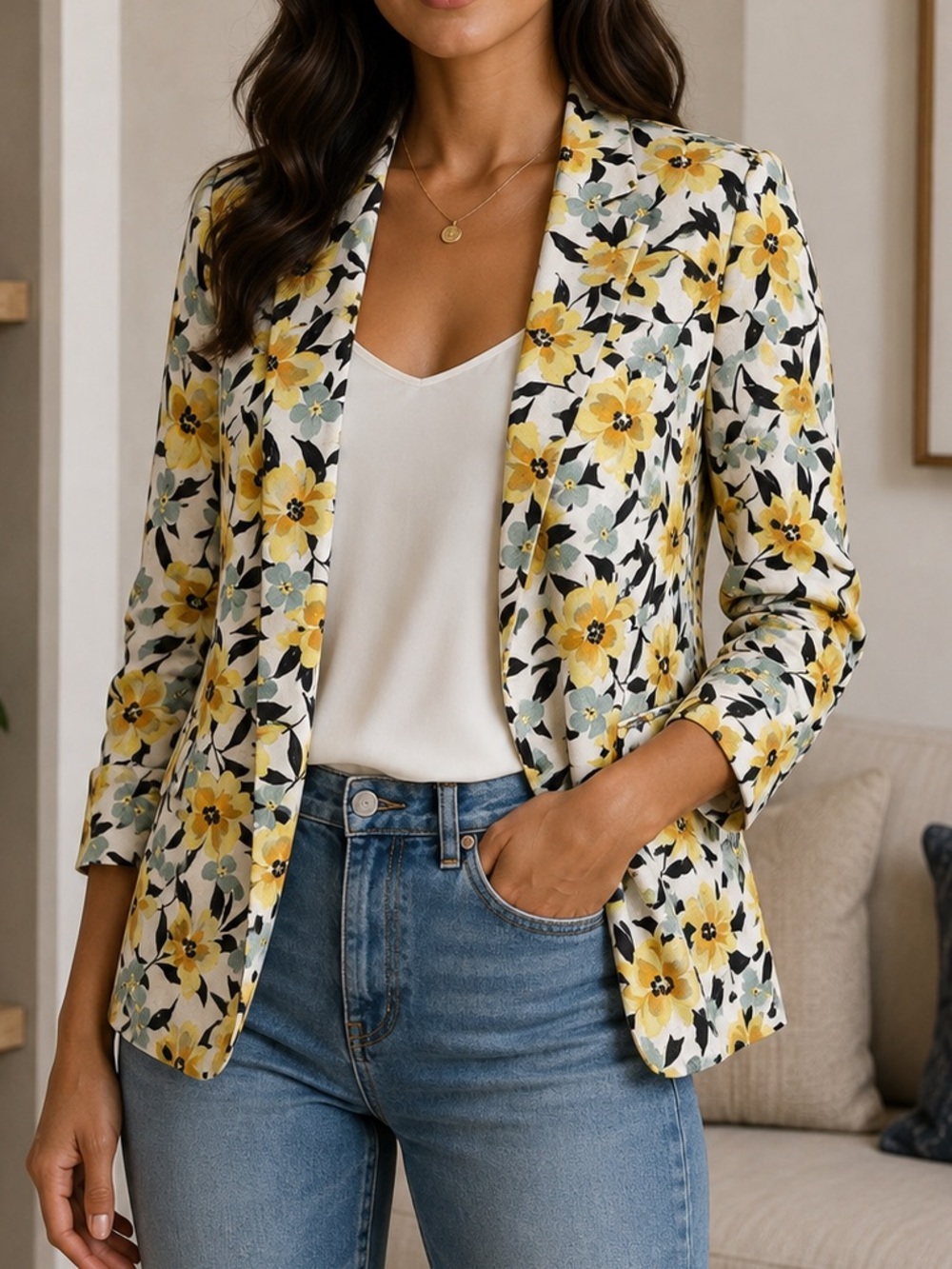 Notations Floral Blazer